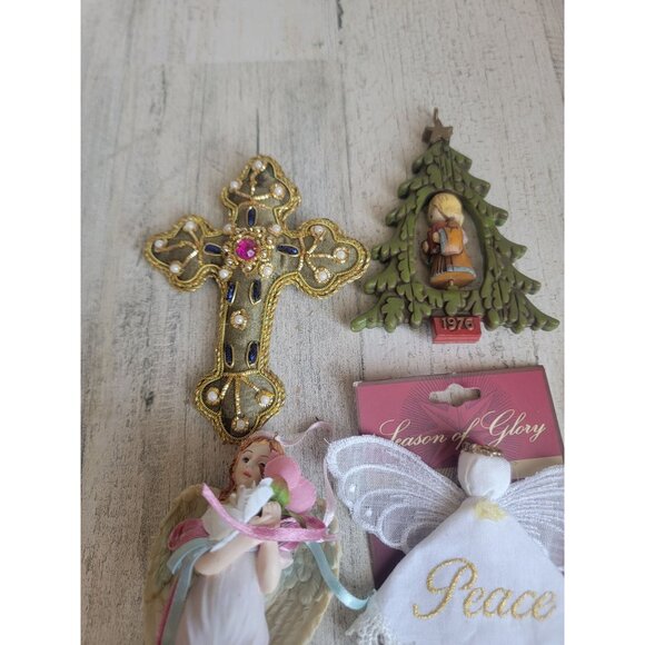 Religious cross angel cherub ornament Xmas set - Picture 5 of 11